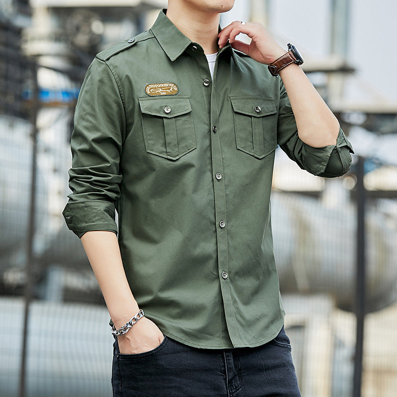 Herren Baumwoll-Fieldshirt im Military-Look mit Schulterepauletten und Brustpattentaschen Echoarchiv