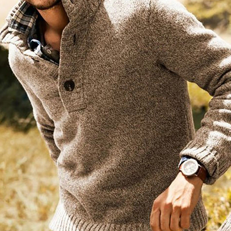 Herren Strickpullover mit Stehkragen und Knopfverschluss Echoarchiv