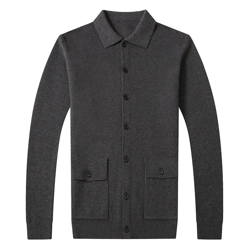 Herren stilvolle Strickjacke mit modernen Knöpfen und praktischen Taschen Echoarchiv