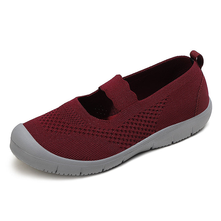 Damen nan elastischer Komfort-Ballerina mit welligem Riemen atmungsaktivem Strickoberteil und flexibler Profillaufsohle Echo Archiv