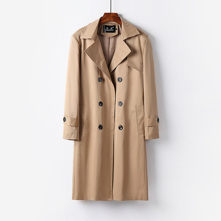 Herren Trenchcoat-Mantel mit doppelter Knopfleiste Taillengürtel und klassischem Revers Echoarchiv