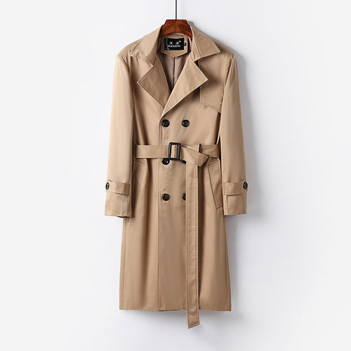Herren Trenchcoat-Mantel mit doppelter Knopfleiste Taillengürtel und klassischem Revers Echoarchiv