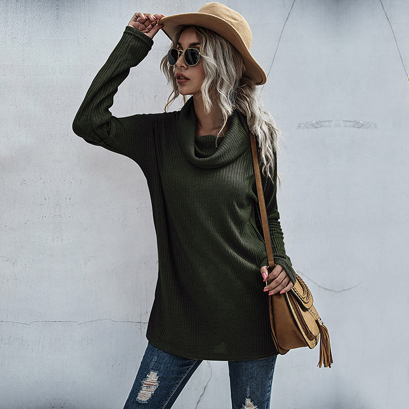 Damen Gerippter Feinstrick-Longsleeve mit Rollkragen, Seitenschlitzen und verlängertem Rückenteil – Mavelle