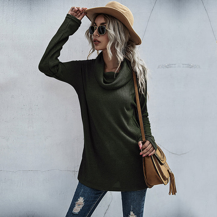 Damen Gerippter Feinstrick-Longsleeve mit Rollkragen, Seitenschlitzen und verlängertem Rückenteil – Mavelle