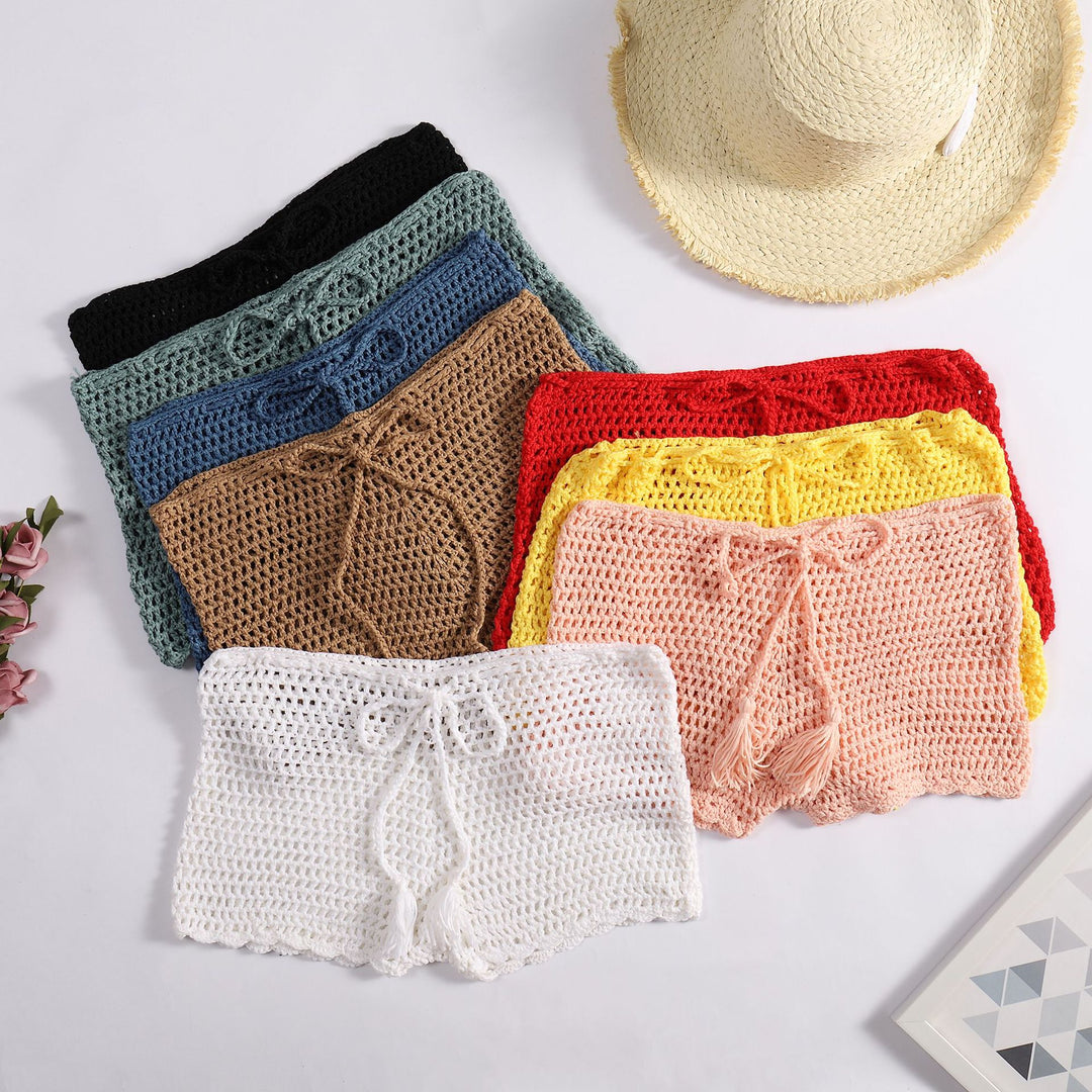 Damen Häkelshorts mit dekorativen Quasten und verstellbarem Bund Echo Archiv