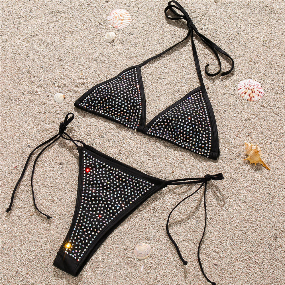 Damen Glitzernder Triangel-Bikini mit Strassdetails Echo Archiv