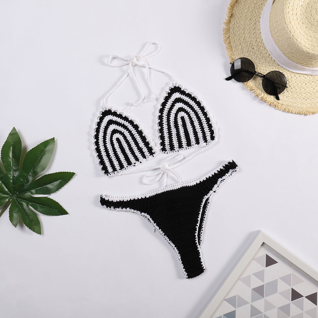 Damen Häkel-Bikini mit kontrastierendem Rand – Maréssa
