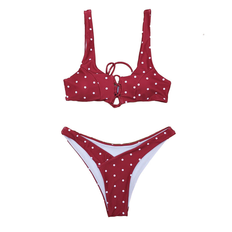Damen Triangel-Bikini mit verspieltem Punkte-Design und anpassbarem Trägersystem Echo Archiv
