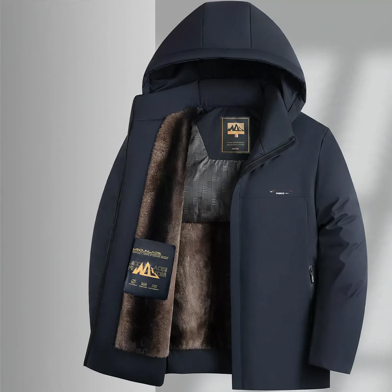 Gefütterte Herren-Winterjacke mit abnehmbarem Kragen