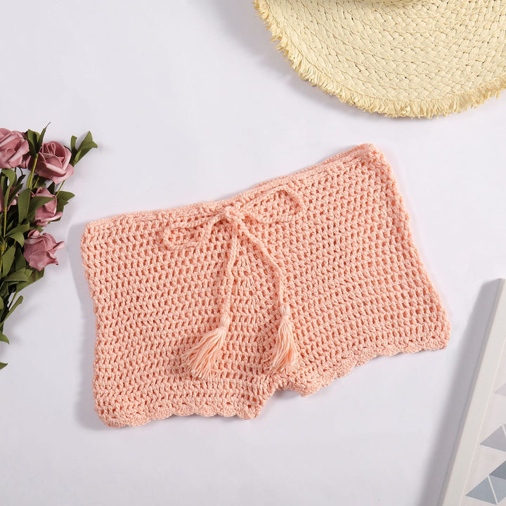 Damen Häkelshorts mit dekorativen Quasten und verstellbarem Bund Echo Archiv