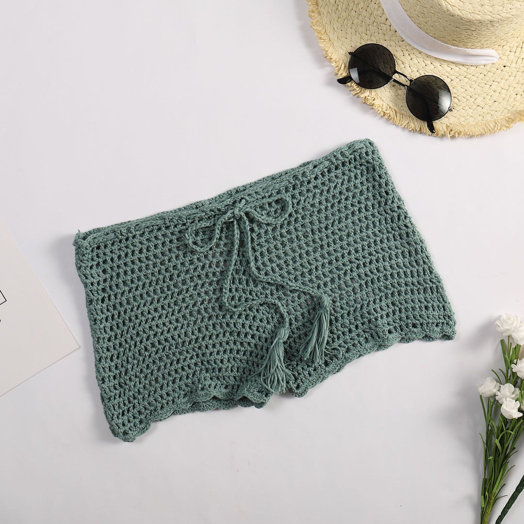 Damen Häkelshorts mit dekorativen Quasten und verstellbarem Bund Echo Archiv