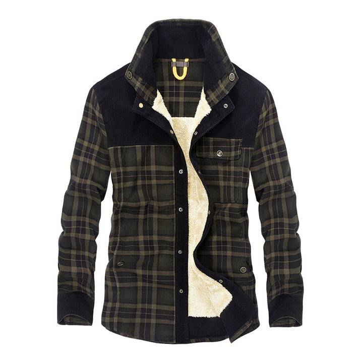 Herren karierte Hemdjacke mit Teddyfleece-Innenfutter und Wildlederbesatz – Taviero