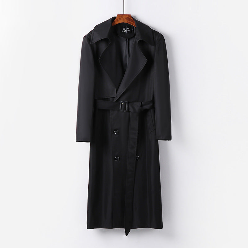 Herren Wasserabweisender Langtrenchcoat mit Taillengürtel und markantem Schalkragen Echoarchiv