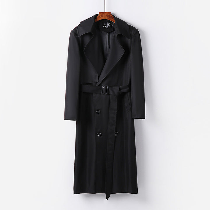 Herren Wasserabweisender Langtrenchcoat mit Taillengürtel und markantem Schalkragen Echoarchiv