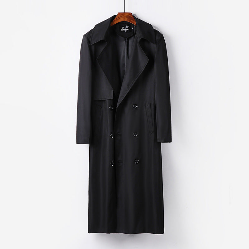 Herren Wasserabweisender Langtrenchcoat mit Taillengürtel und markantem Schalkragen Echoarchiv