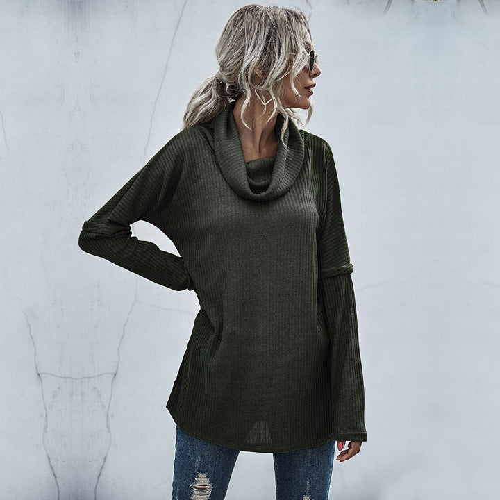 Damen Gerippter Feinstrick-Longsleeve mit Rollkragen, Seitenschlitzen und verlängertem Rückenteil – Mavelle