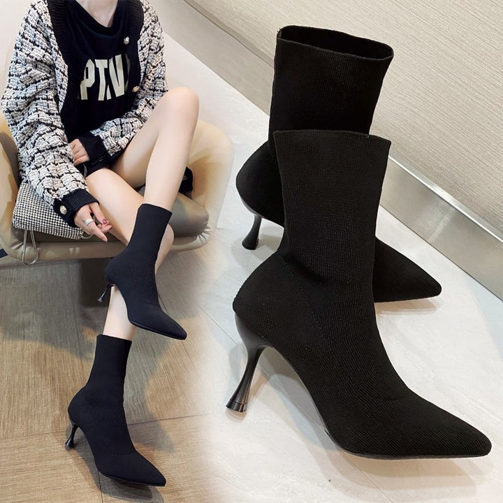 Damen Stretch‑Stiefelette mit spitzer Zehenform und schlankem Stiletto‑Absatz Echo Archiv