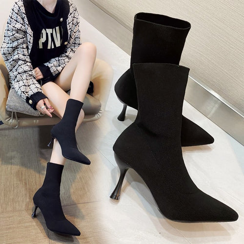 Damen Stretch‑Stiefelette mit spitzer Zehenform und schlankem Stiletto‑Absatz Echo Archiv