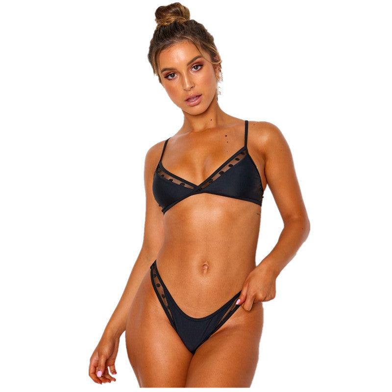 Damen Triangel-Bikini mit transparenten Einsätzen und verstellbaren Trägern Echo Archiv