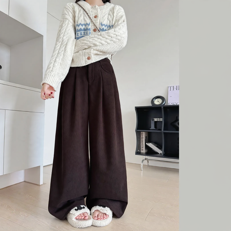 Gefütterte Cord-Anzughose mit hohem Bund