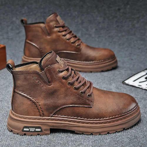 Herren-Stiefel im Vintage-Stil, knöchelhoch, mit Profilsohle