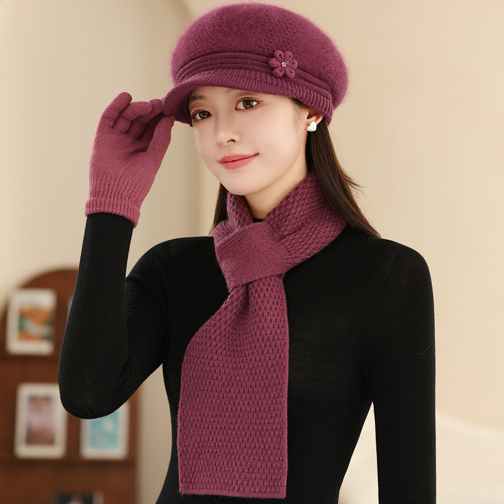 Damen Strick-Set: Warme Mütze, Schal und Handschuhe