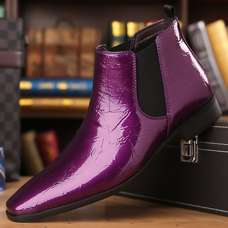 Herren-Chelsea-Boots, spitz zulaufend, PU-Leder, flacher Absatz