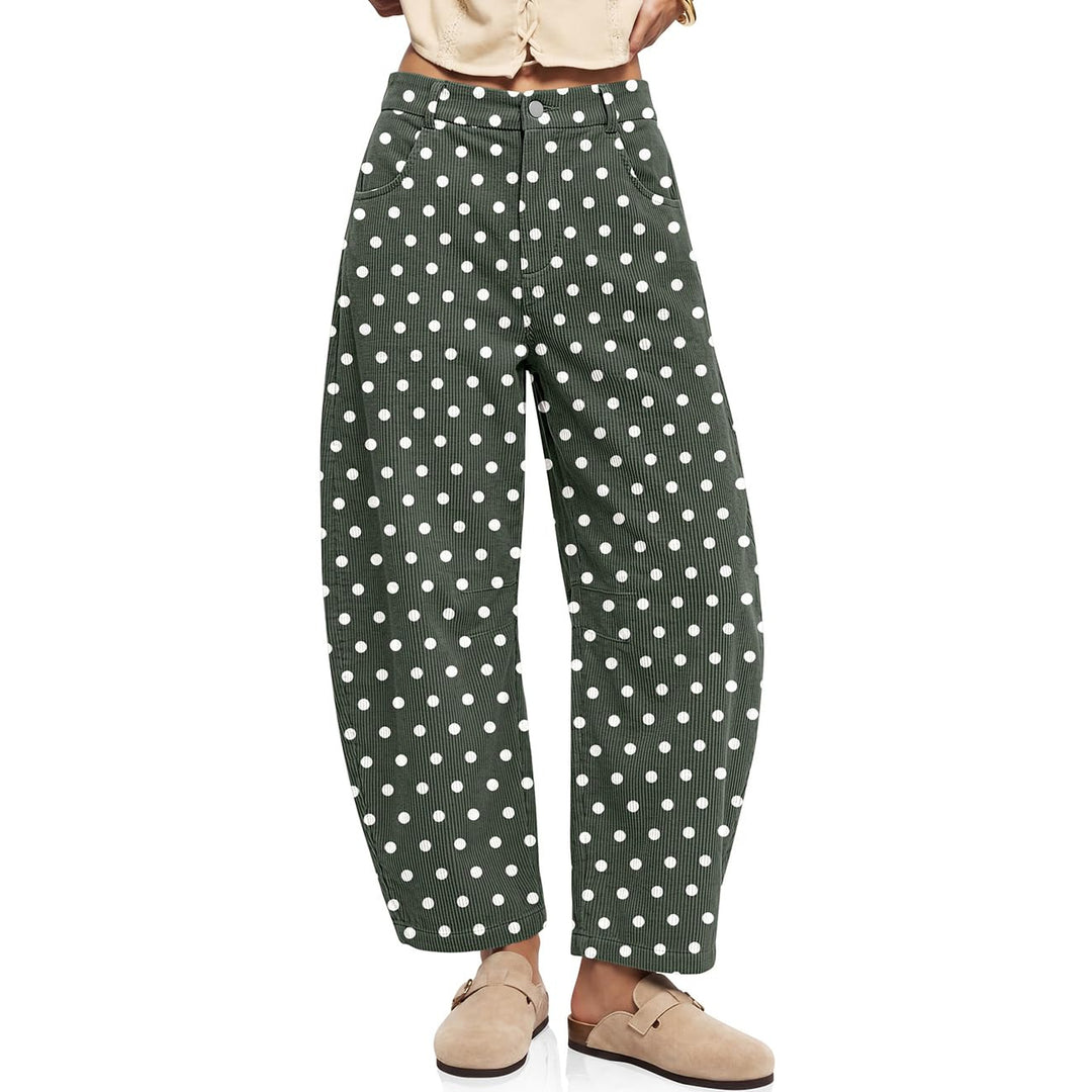 Cordhose mit Gummibund und Punktemuster