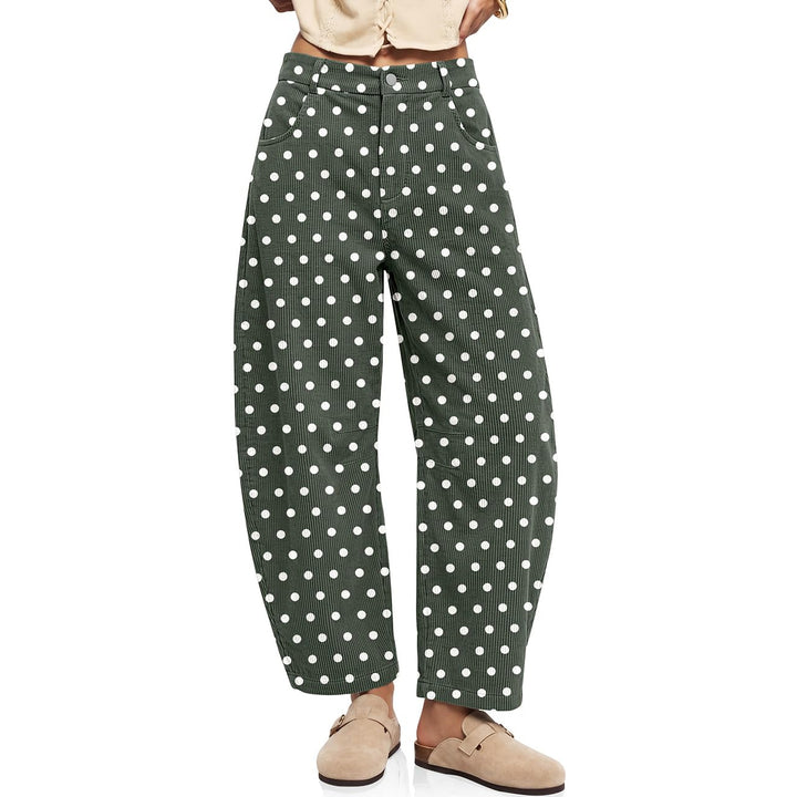 Cordhose mit Gummibund und Punktemuster