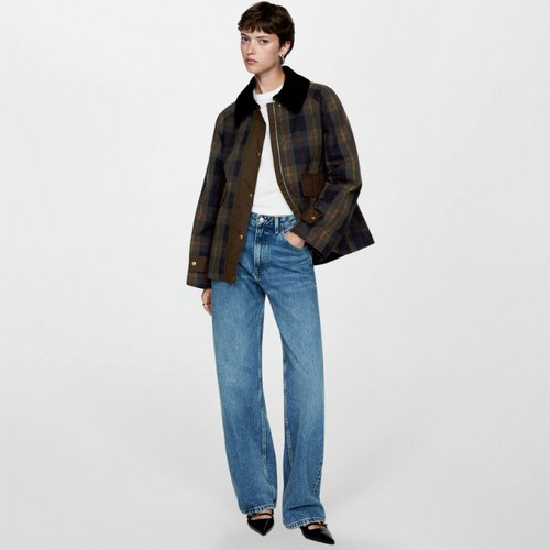 Echoarchiv | Trendy Damen Karomuster Zip-Up Jacke