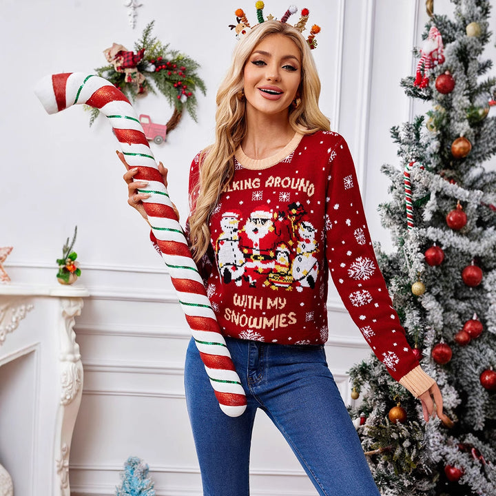 Damen-Weihnachtspullover mit Schneeflockenmuster