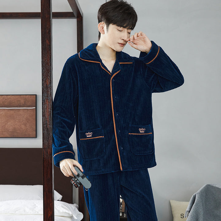 Paar-Pyjama-Set aus Korallenfleece, gefüttert, mit Reißverschluss
