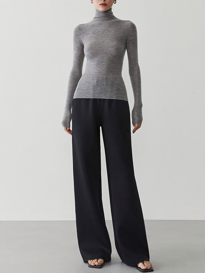 Damen-Kaschmirpullover mit Stehkragen, nahtlos