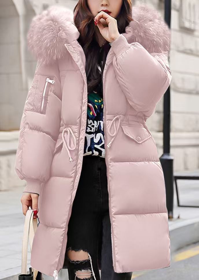 Gefütterte Damen-Winterjacke, mittellang, mit Fellkragen