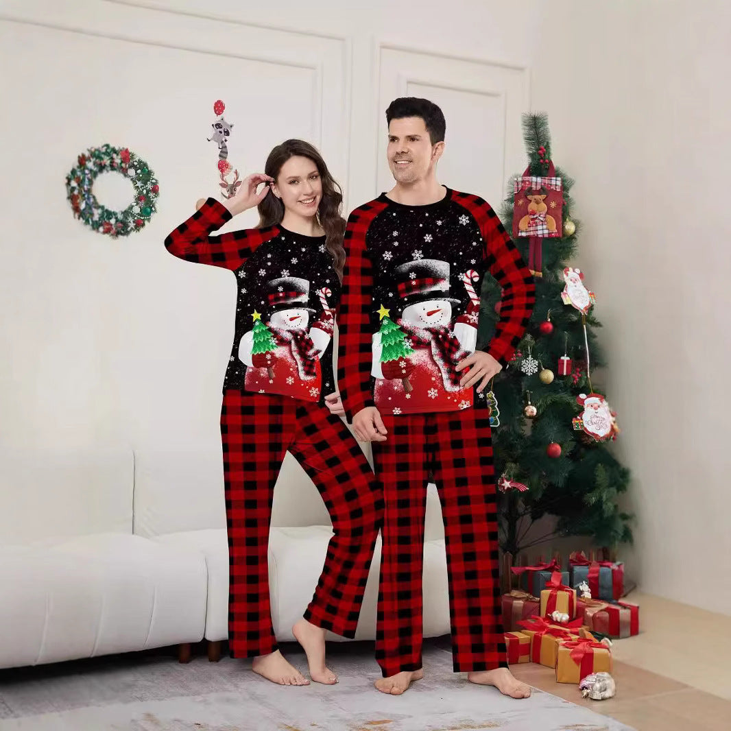 Familien-Pyjama-Set, Weihnachts-Drucke, Schneemann & Zuckerstange