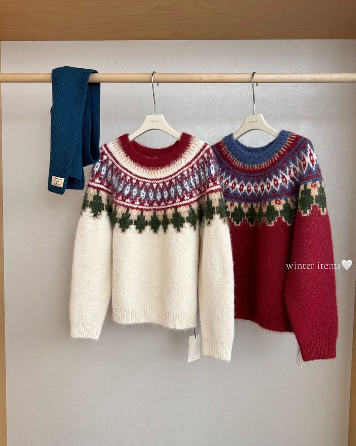 Damen-Strickpullover mit geometrischem Muster