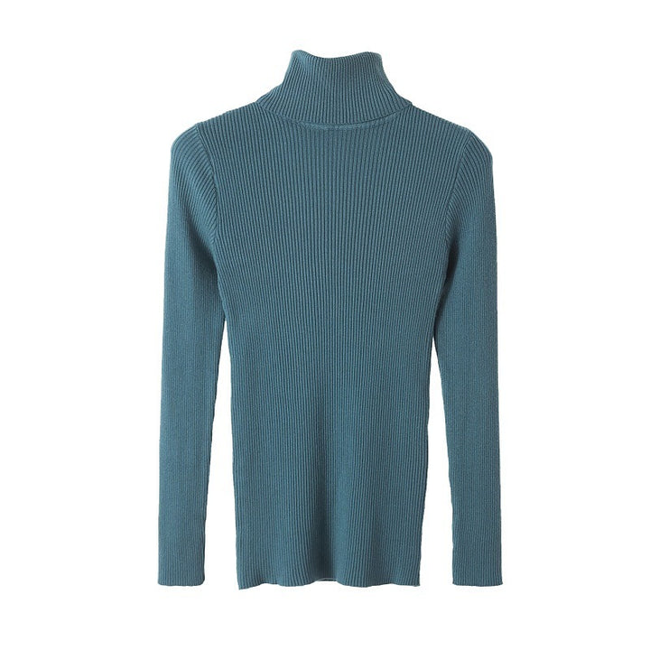Damen-Strickpullover, hochgeschlossen, schmal geschnitten