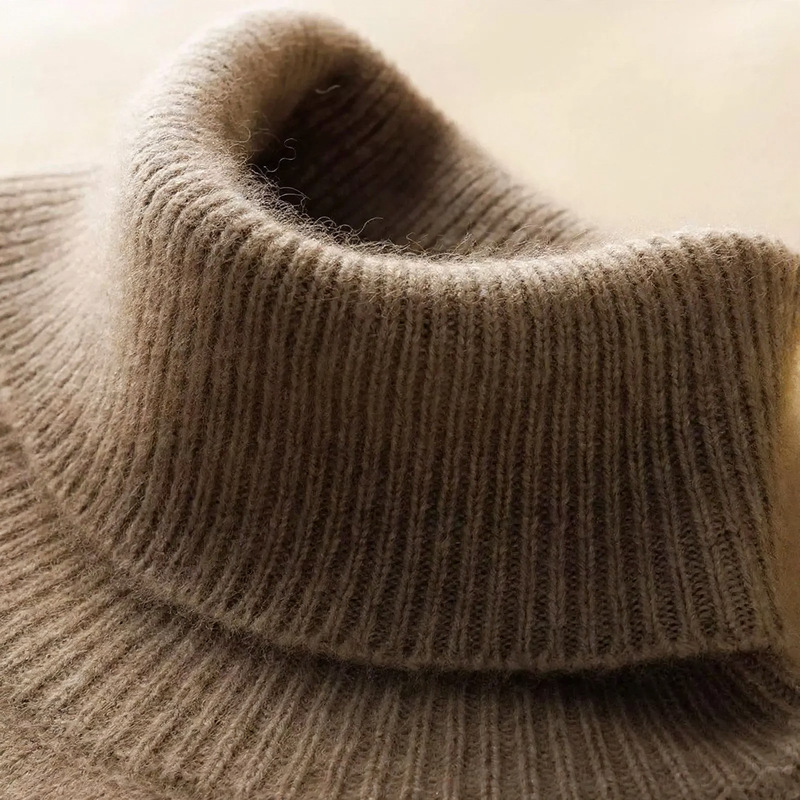 Damen-Rollkragenpullover aus Wolle, einfarbig