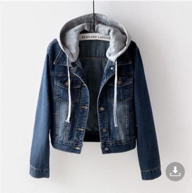 Gefütterte Damen-Jeansjacke mit Fellkragen, kurz