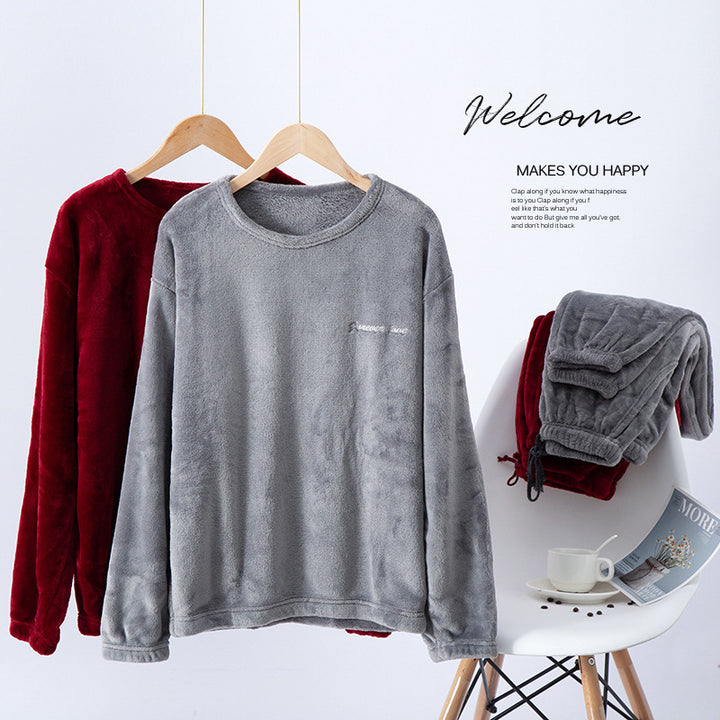 Warmer Herren-Schlafanzug aus Flanell und Korallenfleece