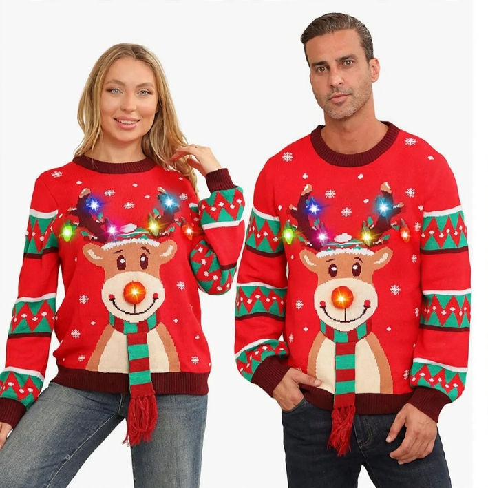 Weihnachtlicher Strickpullover mit Jacquard-Muster