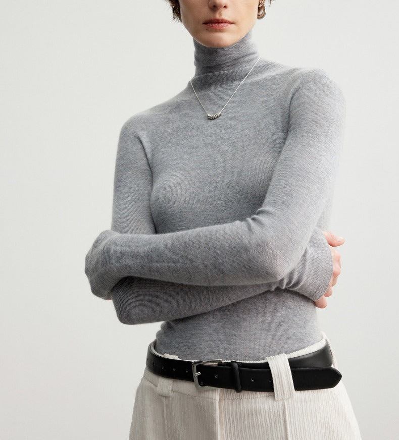 Damen-Kaschmirpullover mit Stehkragen, nahtlos
