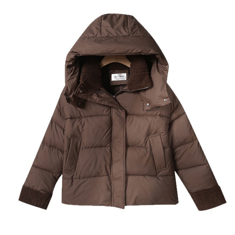 Gefütterte Winterjacke mit Lammfell-Imitat-Kragen