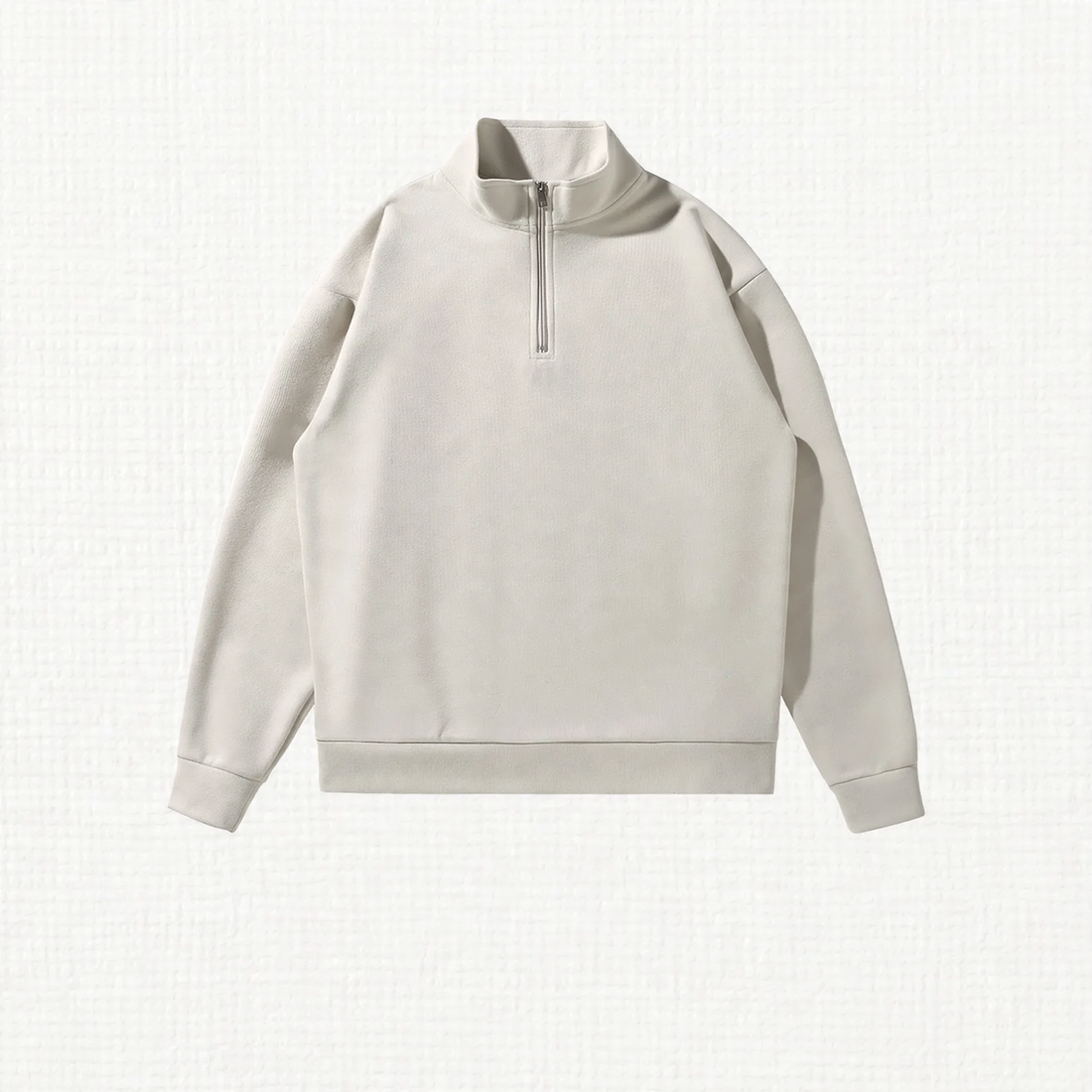 Sweatshirt mit hohem Stehkragen und Halbreißverschluss