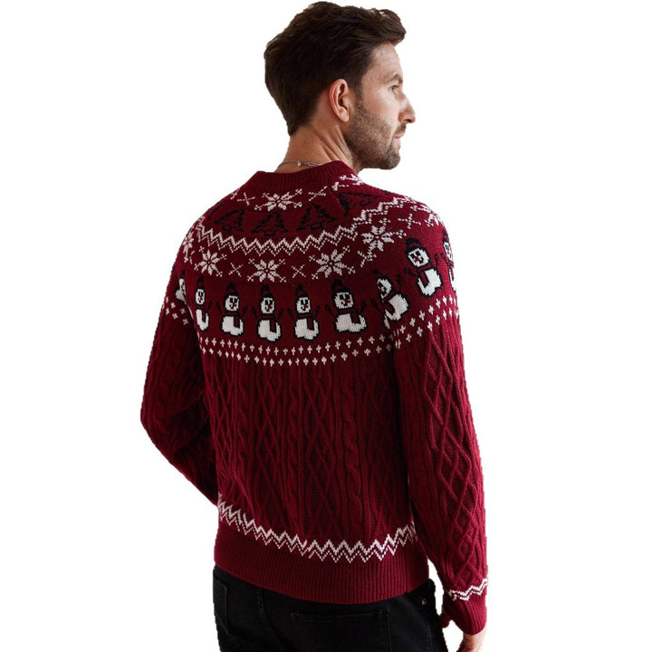 Retro-Weihnachtspullover mit Schneemann-Motiv