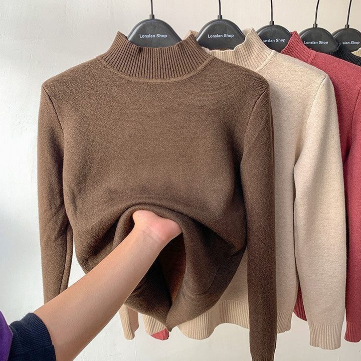 Damen-Rollkragenpullover mit Innenfleece