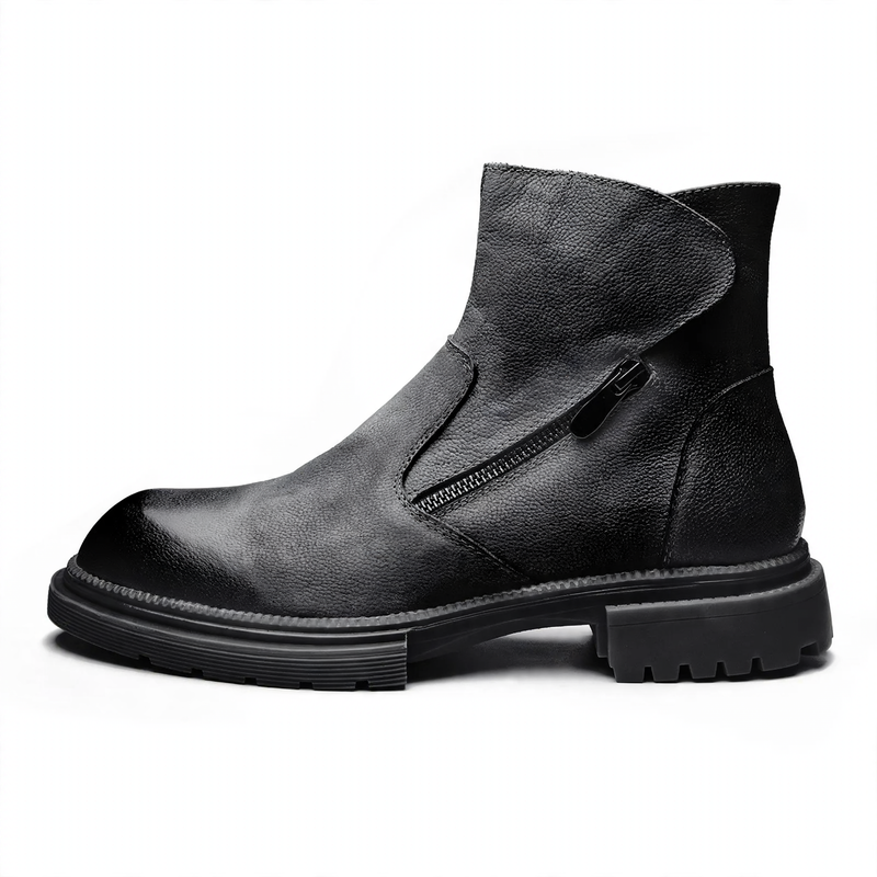 Herren-Lederstiefel im Biker-Stil, gefüttert