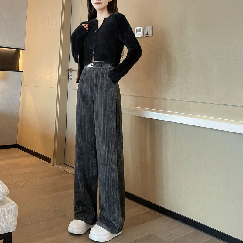 Damen-Cordhose aus Chenille, gefüttert