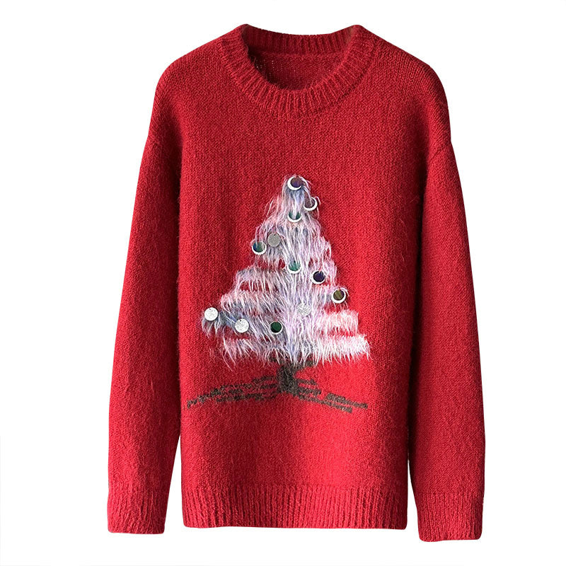 Damen Weihnachtspullover, Pailletten-Design, weich