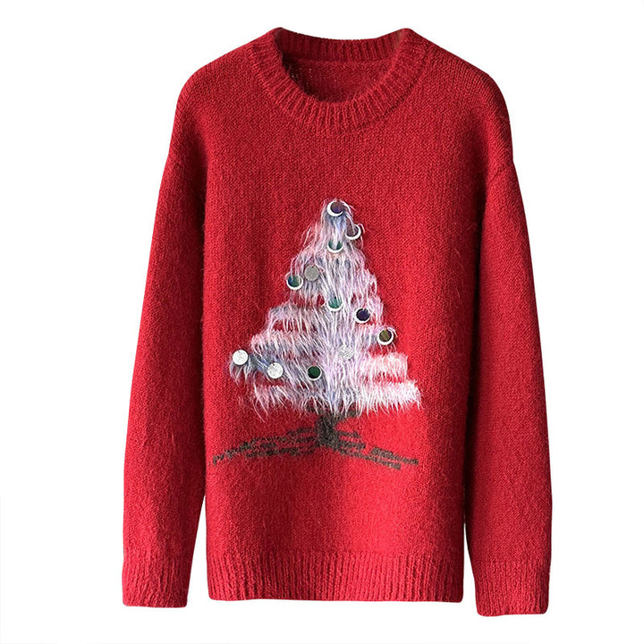 Damen Weihnachtspullover, Pailletten-Design, weich